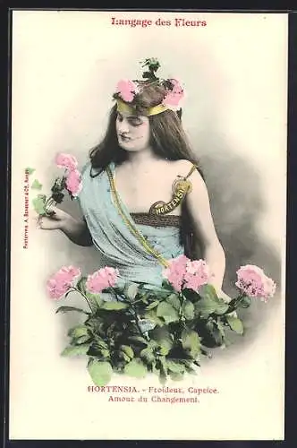 AK Langage des Fleurs, Hortensia, Froideur, Captice, Amour du changement