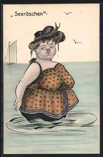 Künstler-AK Seeröschen im Badeanzug