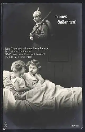 Foto-AK Kinder denken an den Vater im Felde