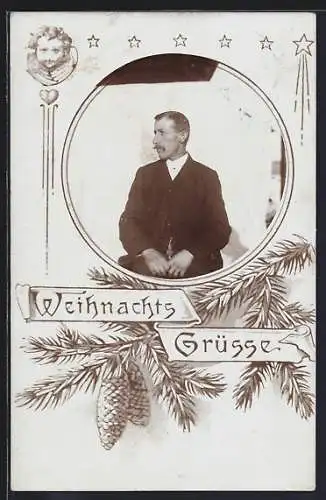 Foto-AK Mann im Anzug im Passepartout