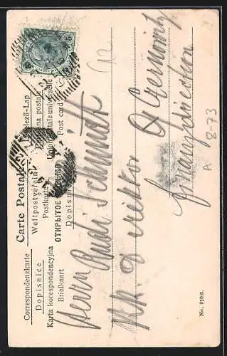 AK Liebespaar in Frack und Zylinder und langem Kleid