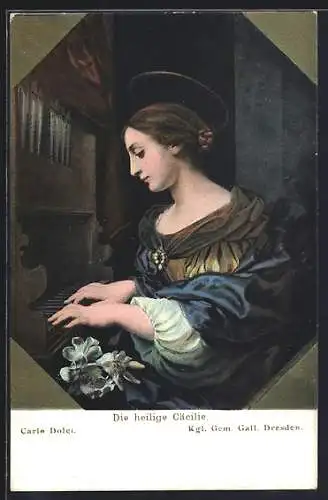 AK Die heilige Cäcilie an der Orgel, Schutzpatronin