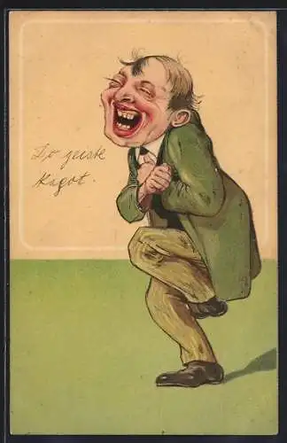 AK Mann krümmt sich vor Lachen