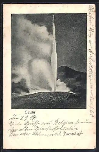 AK Geysir schiesst heisses Wasser in die Höhe