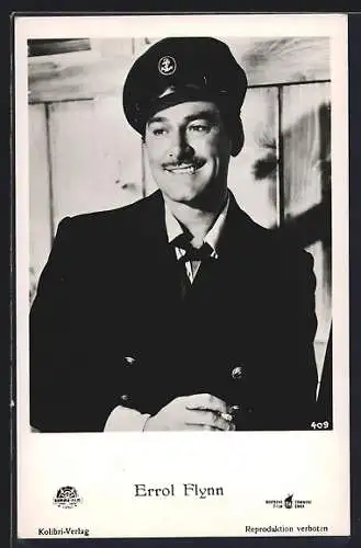 AK Errol Flynn als Kapitän, Portrait