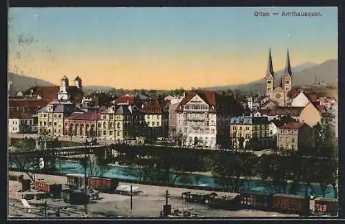 AK Olten, Amthausquai mit Brücke aus der Vogelschau