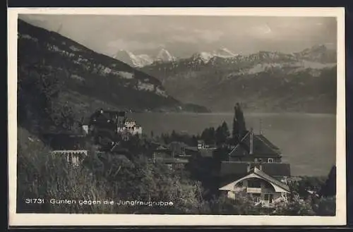 AK Gunten, Totalansicht gegen die Jungfraugruppe