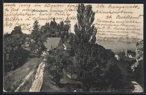 AK Arlesheim, Eremitage mit Umgebung aus der Vogelschau
