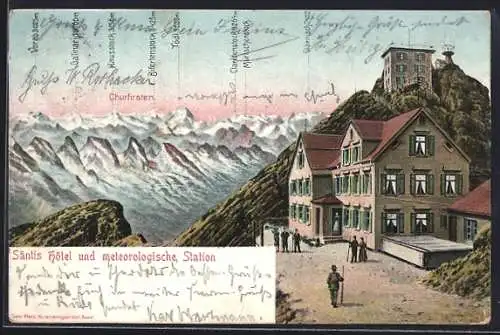 AK Säntis, Hotel und meteorologische Station gegen die Churfirsten