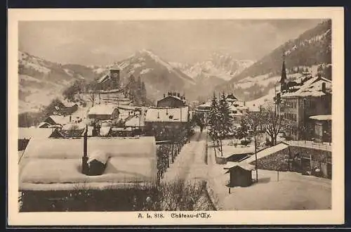 AK Château-d`Oex, Ortsansicht im Winter