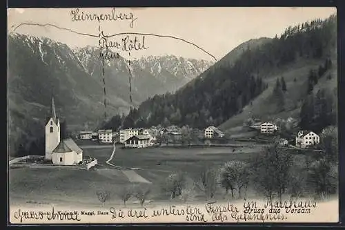 AK Versam, Gesamtansicht mit Kirche, Pfarrhaus, Hotel
