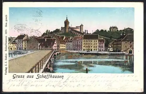 Goldfenster-AK Schaffhausen, Ortsansicht mit dem Munot