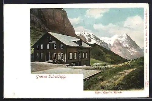 AK Grosse Scheidegg, Hotel, Eiger und Mönch