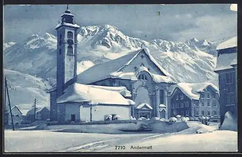 AK Andermatt, Die Kirche im Winter