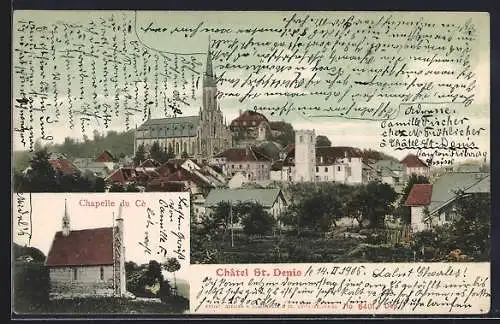 AK Châtel St. Denis Chapelle du Cè, Ortsansicht mit der Kirche