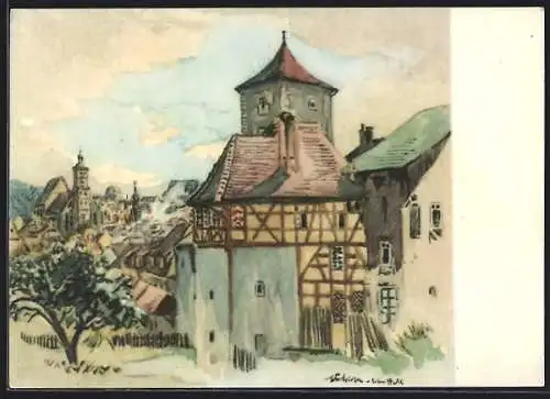 Künstler-AK Schwäbisch Hall, Partie am Weilertor