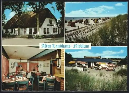 AK Nieblum /Föhr, Restaurant Altes Landhaus, Speisesaal und Strandbad