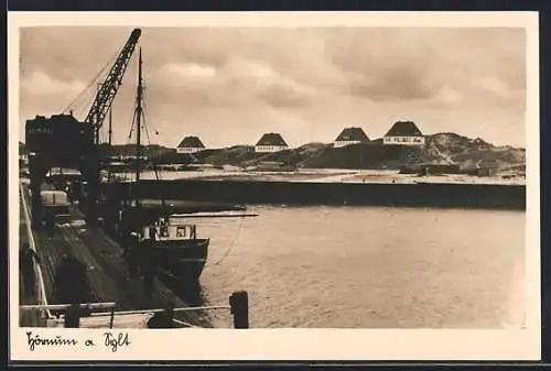 AK Hörnum /Sylt, Hafen mit Kran