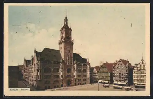 AK Stuttgart, Rathaus und Vorplatz