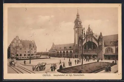 AK Crefeld, Hauptbahnhof mit Kgl. Hauptzollamt