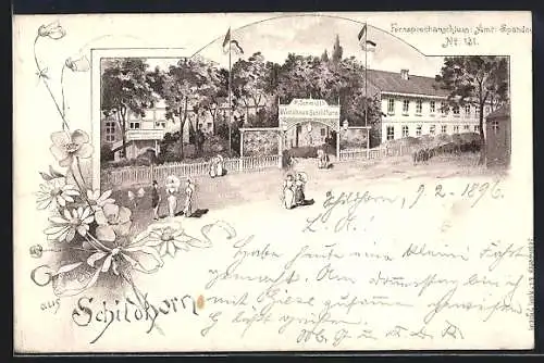 Lithographie Berlin-Grunewald, Gasthaus Wirtshaus Schildhorn