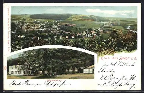 AK Berga a. E., Gasthaus Schützenhaus, Ortsansicht
