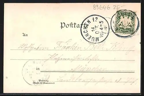 Lithographie Bad Tölz, Totalansicht, Marktplatz, Calvarienberg