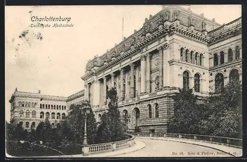 AK Berlin-Charlottenburg, Technische Hochschule mit Strassenpartie