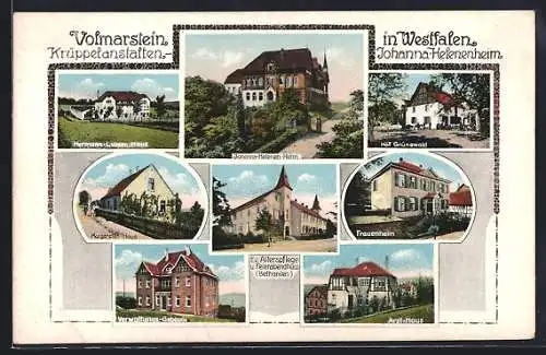 AK Volmarstein i. W., Krüppelanstalten, Johanna-Helenenheim, Frauenheim, Verwaltungsgebäude, Hof Grünewald