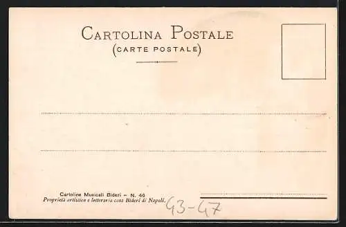 Lithographie Neapel / Napoli, Lied `a Signora Luna, Paar auf dem Balkon