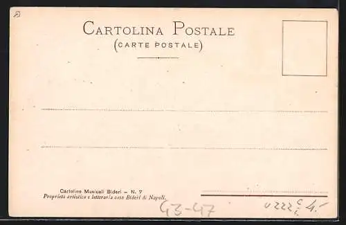 AK Neapel / Napoli, Lied: Tiempe Felice!, Liebespaar in Tracht küsst sich