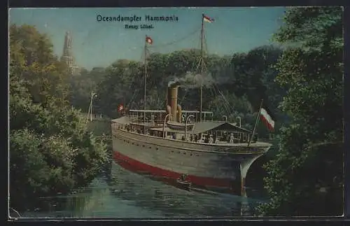 AK Hamburg, 16. Deutsches Bundesschiessen 1909, Oceandampfer Hammonia H. Löbel