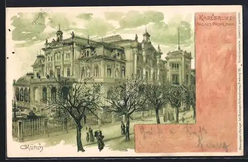 Künstler-AK Carl Münch: Karlsruhe, Blick auf das Palais Prinz Max