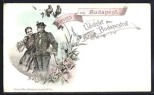 AK Budapest, Ein Ehepaar in ungarischer Tracht