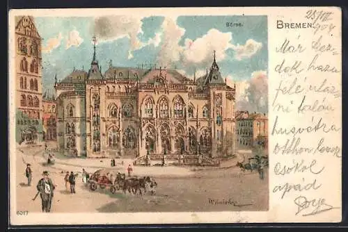 Lithographie Bremen, Partie an der Börse