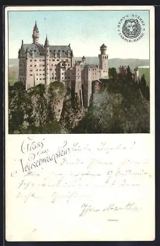 AK Neuschwanstein, Reklame für Remy`s Stärke, Fabrik-Marke