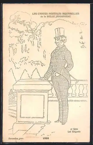 Künstler-AK Paris, Reklame für Belle Jardinière, 2 Rue du Pont-Neuf, Mann im Anzug