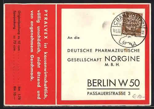 AK Berlin, Reklame Pyralvex, Deutsche Pharmazeutische Gesellschaft Norgine M. B. H., Passauerstrasse 3