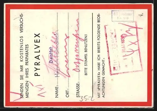 AK Berlin, Reklame Pyralvex, Deutsche Pharmazeutische Gesellschaft Norgine M. B. H., Passauerstrasse 3