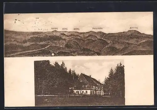 AK Alberoda b. Lössnitz, Gasthof Dürre Henne, Berglandschaft mit Spitzberg