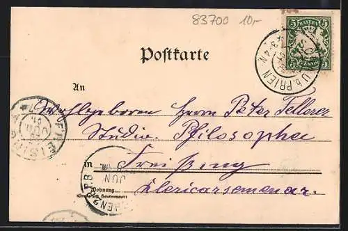 AK Egern, Ortspartie am Seeufer