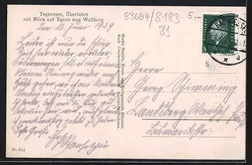 AK Tegernsee, Egern und Wallberg vom See mit Ruderboot