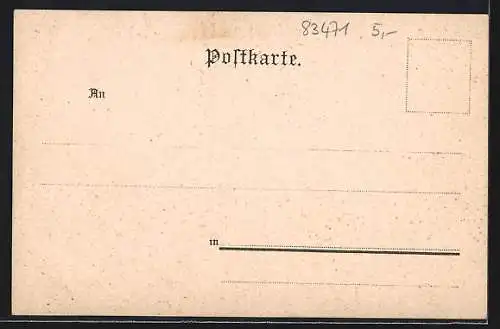 AK St. Bartholomä, Seeblick mit Ruderboot und Bergpanorama