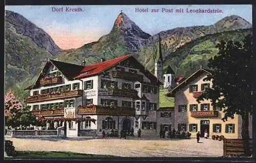 AK Kreuth, Hotel zur Post mit Leonhardstein