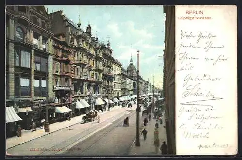 AK Berlin, Leipzigerstrasse mit Passanten
