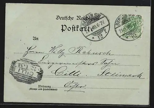 Mondschein-AK Berlin-Tiergarten, Siegessäule bei Nacht