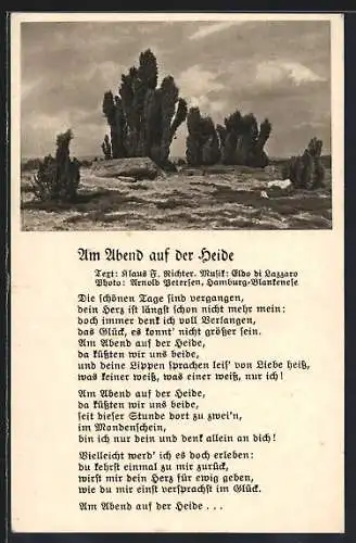 Lied-AK Am Abend auf der Heide, Heideansicht