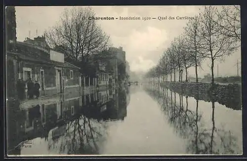 AK Charenton, Inondation 1910, Quai des Carrières