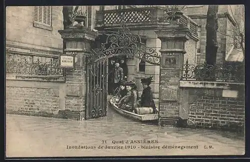 AK Villeneuve-la-Garenne, Quai d`Asnières, Inondations de Janvier 1910, Sinistre déménagement