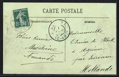 AK Paris, Inondations de 1910, la rue du Haut-Pavé inondée avec barques